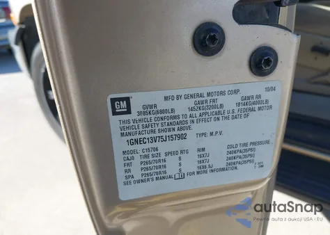 2005 Chevrolet Tahoe Ls из США, поврежденный, VIN 1GNEC13V75J157902